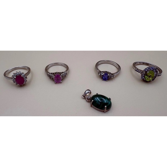 D'Joy Jewelry - Lot of 5 Designer .925 Sterling Silver Rings & Pendant - STS Jewels & D'Joy